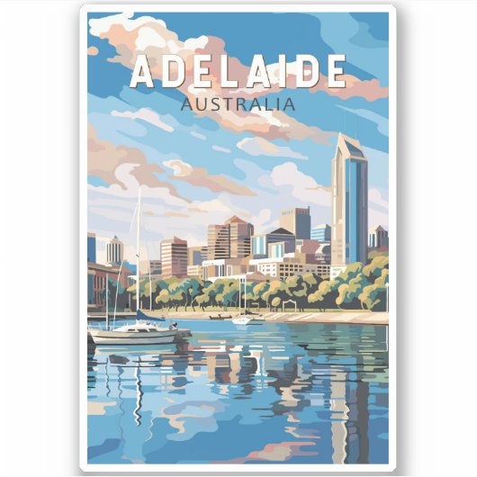 Adelaide Australia Travel Art Vintage Sticker (Voorkant)
