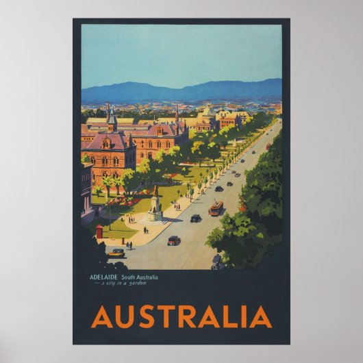 Adelaide Australia Vintage Travel Poster (Voorkant)