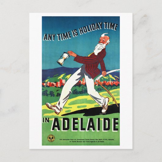 Adelaide Australia Vintage Travel Poster teruggeze Briefkaart (Voorkant)