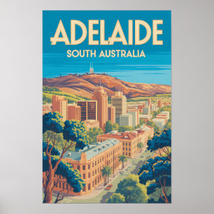 Adelaide Australië Illustratie Reis Kunst Vintage Poster
