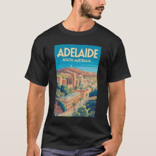 Adelaide Australië Illustratie Reis Kunst Vintage T-shirt