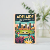 Adelaide Australië Retro Reisposter Kunst Briefkaart (Staand voorkant)