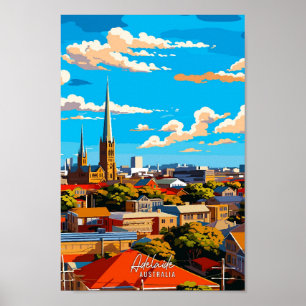 Adelaide Australië vintage reisillustratie Poster