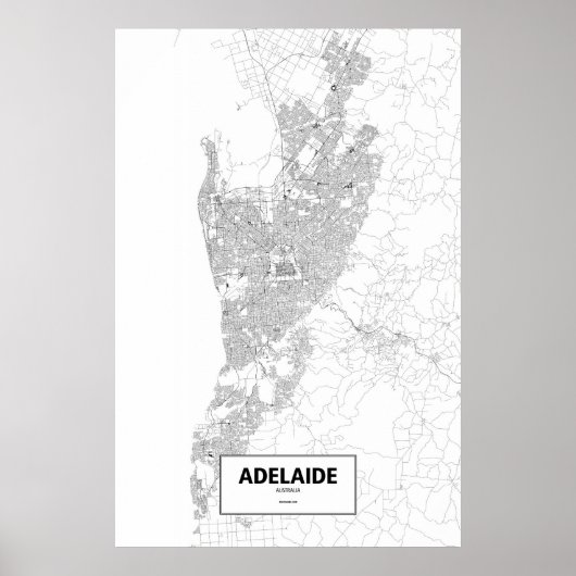 Adelaide, Australië (zwart op wit) Poster (Voorkant)