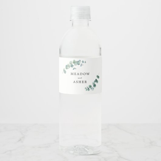 Adelaide Bruiloft Waterverf Eucalyptus Waterfles Etiket (Voorkant)