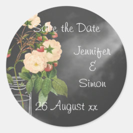 Adelaide Roos op zwart Ronde Sticker