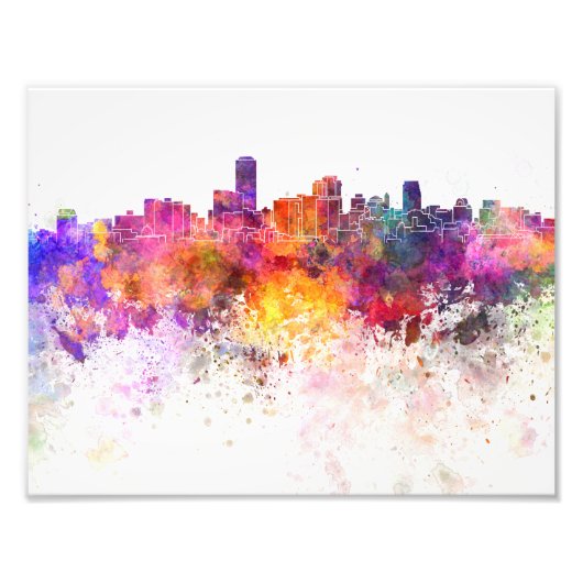 Adelaide skyline in watercolor background foto afdruk (Voorkant)