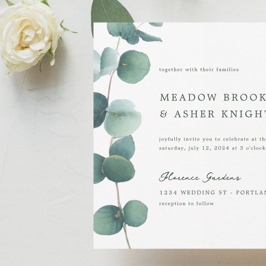 Adelaide Waterverf Eucalyptus Bruiloft Kaart