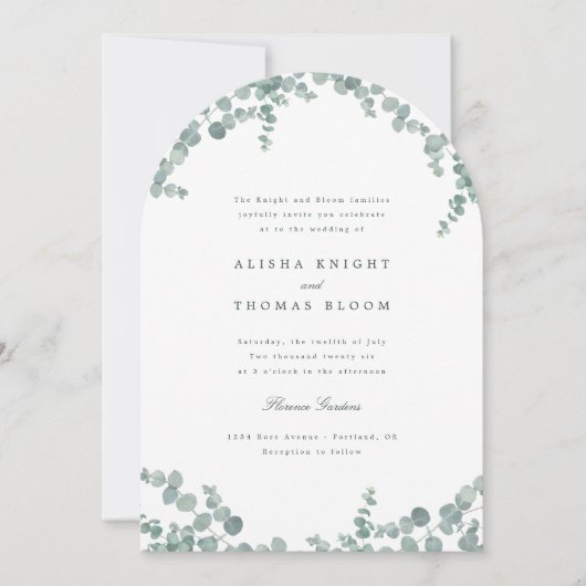 Adelaide Waterverf Eucalyptus Greenery Wedding Kaart (Voorkant)