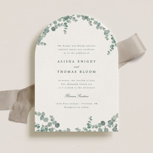 Adelaide Waterverf Eucalyptus Greenery Wedding Kaart