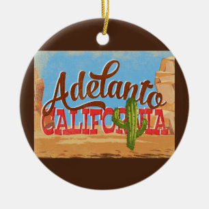 Adelanto California Cartoon Desert Retro Travel Keramisch Ornament