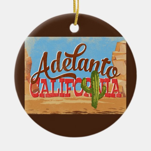 Adelanto California Cartoon Desert Retro Travel Keramisch Ornament (Voorkant)
