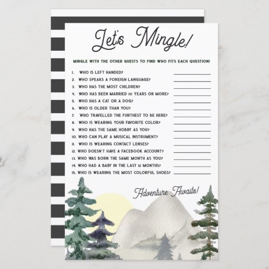 Adelavontuur wacht! Laten we Mingle! Baby shower g (Voorkant / Achterkant)