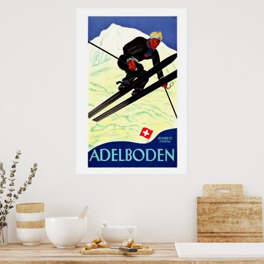 Adelboden,Schweiz,Ski Travel Poster (Keuken)