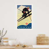 Adelboden Switzerland Vintage Ski Poster (Keuken)