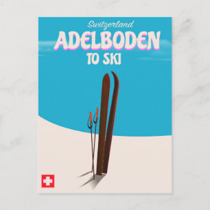 Adelboden Zwitserland ski reisposter Briefkaart