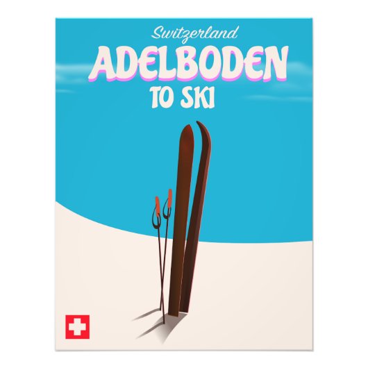 Adelboden Zwitserland ski reisposter Foto Afdruk (Voorkant)