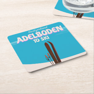 Adelboden Zwitserland ski reisposter Kartonnen Onderzetters