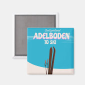 Adelboden Zwitserland ski reisposter Magneet (Voorkant / Achterkant)