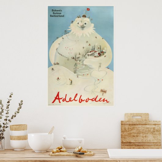 Adelboden, Zwitserland, Ski-reisposter Poster (Keuken)