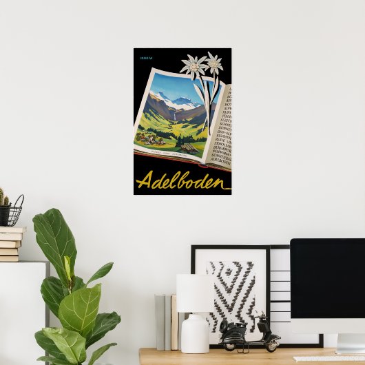 Adelboden, Zwitserland, Ski-reisposter Poster (Thuiskantoor)