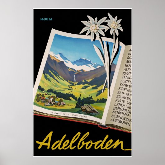 Adelboden, Zwitserland, Ski-reisposter Poster (Voorkant)