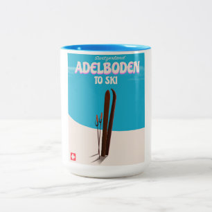 Adelboden Zwitserland ski reisposter Tweekleurige Koffiemok