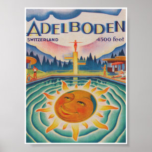Adelboden Zwitserland Vintage Travel Poster