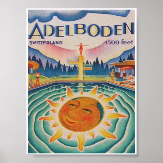 Adelboden Zwitserland Vintage Travel Poster (Voorkant)