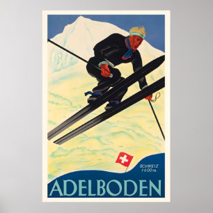Adelboden Zwitserse Zwitserland Bernese Ski Winter Poster