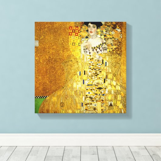 Adele Bloch-Bauer I van Gustav Klimt Vinyl Fotobeh Canvas Afdruk (Insitu (Houten vloer))