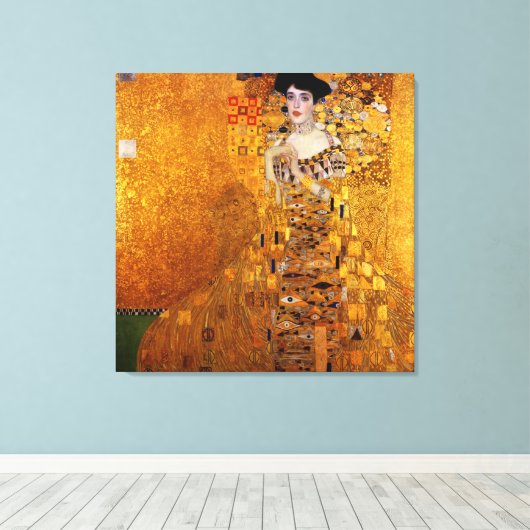 Adele Bloch-Bauer's portret van Gustav Klimt Canvas Afdruk (Insitu (Houten vloer))