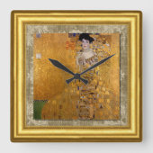 Adele, Dame in Goud, Gustav Klimt, Canvaslijst Vierkante Klok (Voorkant)
