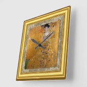 Adele, Dame in Goud, Gustav Klimt, Gespannen Canva Vierkante Klok (Hoek)