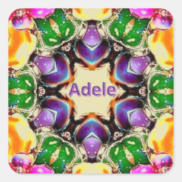 ADELE ~ Helder Abstract patroon ~ Gepersonaliseerd Vierkante Sticker