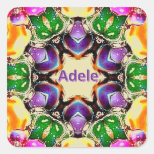 ADELE ~ Helder Abstract patroon ~ Gepersonaliseerd Vierkante Sticker