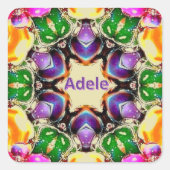 ADELE ~ Helder Abstract patroon ~ Gepersonaliseerd Vierkante Sticker (Voorkant)