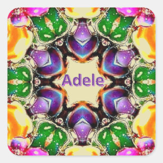 ADELE ~ Helder Abstract patroon ~ Gepersonaliseerd Vierkante Sticker