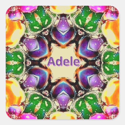 ADELE ~ Helder Abstract patroon ~ Gepersonaliseerd Vierkante Sticker (Voorkant)