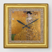 Adele, Lady in Gold, Gustav Klimt, burlap, Framed Vierkante Klok (Voorkant)