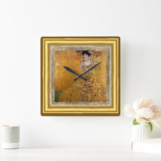 Adele, Lady in Gold, Gustav Klimt, Canvas, omlijst Vierkante Klok (Huis)