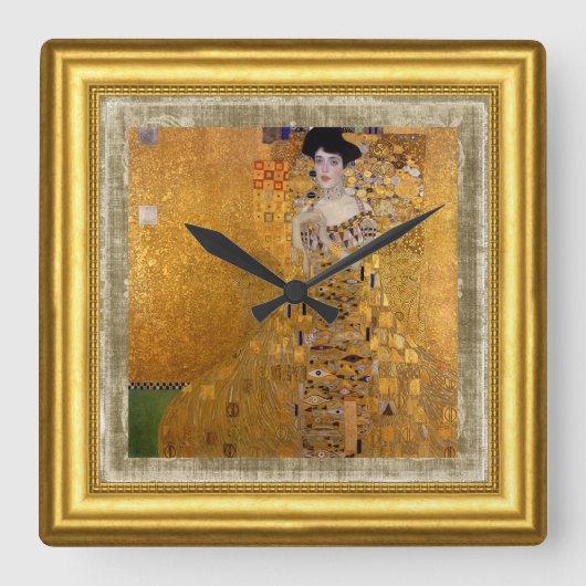 Adele, Lady in Gold, Gustav Klimt, Canvas, omlijst Vierkante Klok (Voorkant)