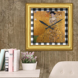 Adele Lady in Gold, Gustav Klimt Framed, gecheckt Vierkante Klok