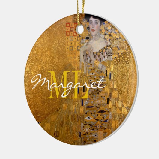 Adele, Lady in Gold van Gustav Klimt, Monogrammed Keramisch Ornament (Links)