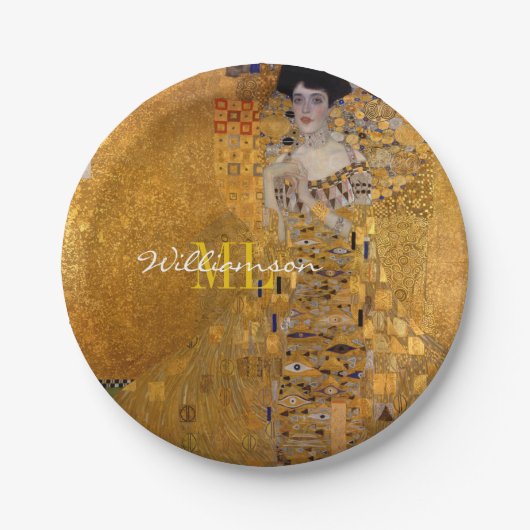Adele, Lady in Gold van Gustav Klimt, Monogrammed Papieren Bordje (Voorkant)