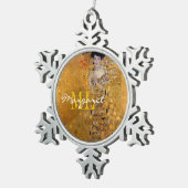 Adele, Lady in Gold van Gustav Klimt, Monogrammed Tin Sneeuwvlok Ornament (Rechts)
