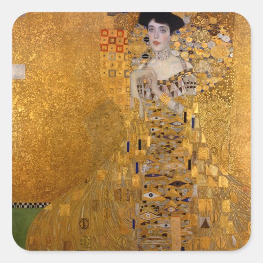 Adele, Lady in Gold van Gustav Klimt, Vintage Vierkante Sticker (Voorkant)