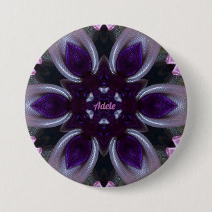 ADELE ~ Paarse Wit Roze Groene BLING Ronde Button 7,6 Cm