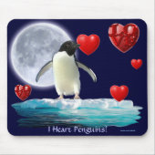 Adelie Penguin, Maan & Harten Mousepad Muismat (Voorkant)