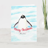 Adélie Penguin Merry Waterverf Kaart (Voorkant)